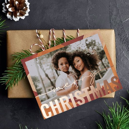 Vroege kerstfoto Moderne Abstracte Waterverf Folie Feestdagen Briefkaart