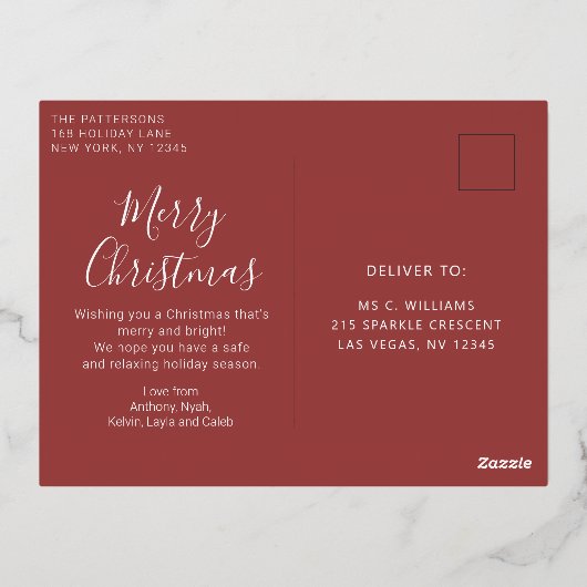 Vroege kerstfoto Moderne Abstracte Waterverf Folie Feestdagen Briefkaart (Achterkant)