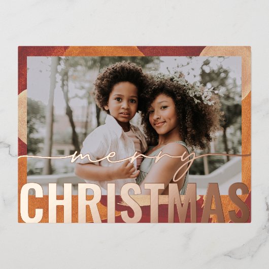 Vroege kerstfoto Moderne Abstracte Waterverf Folie Feestdagen Briefkaart (Voorkant)