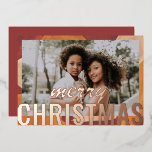Vroege kerstfoto Moderne Abstracte Waterverf Folie Feestdagenkaart<br><div class="desc">Merry Christmas Photo Modern Abstract Waterverf Roos Gold Foil Christmas Kaarten is voorzien van uw favoriete foto op een abstracte waterverf achtergrond met een "Merry Christmas" roos gouden folie kalligrafie script overlay. Personaliseer door de tekst op de achterkant te bewerken. Ontworpen door ©Evco Studio www.zazzle.com/store/evcostudio</div>