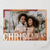 Vroege kerstfoto Moderne Abstracte Waterverf Folie Feestdagenkaart (Voorkant)