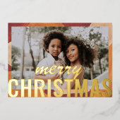 Vroege kerstfoto Moderne Abstracte Waterverf Folie Feestdagenkaart (Voorkant)