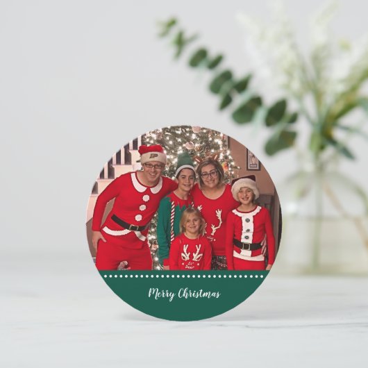 Vroege kerstfoto op maat feestdagenkaart (Staand voorkant)