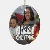 Vroege kerstfoto op maat keramisch ornament (Rechts)