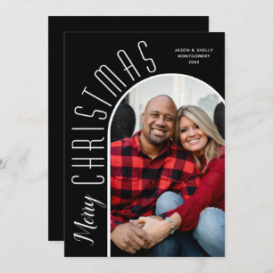 Vroege kerstfoto op zwart feestdagenkaart