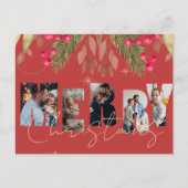 Vroege kerstfoto Red Gold kerstfeestdag Briefkaart (Voorkant)