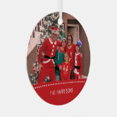 Vroege kerstfoto Rood op maat Metalen Ornament (Voorkant Rechts)