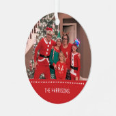 Vroege kerstfoto Rood op maat Metalen Ornament (Voorkant links)