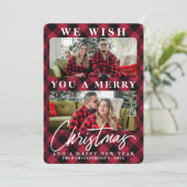 Vroege kerstfoto van de moderne rode Buffalo Feestdagenkaart (Staand voorkant)