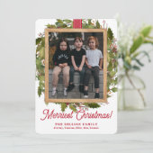 Vroege kerstfoto van de moderne rode Buffalo Feestdagenkaart (Staand voorkant)