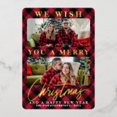 Vroege kerstfoto van de moderne rode Buffalo Folie Feestdagenkaart (Voorkant)