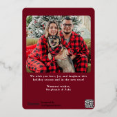 Vroege kerstfoto van de moderne rode Buffalo Folie Feestdagenkaart (Achterkant)