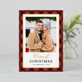 Vroege kerstfoto van de moderne rode Buffalo Folie Feestdagenkaart (Staand Voorkant)