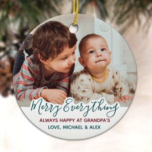 Vroege kerstfoto van Merry Alles Grootouders Keramisch Ornament