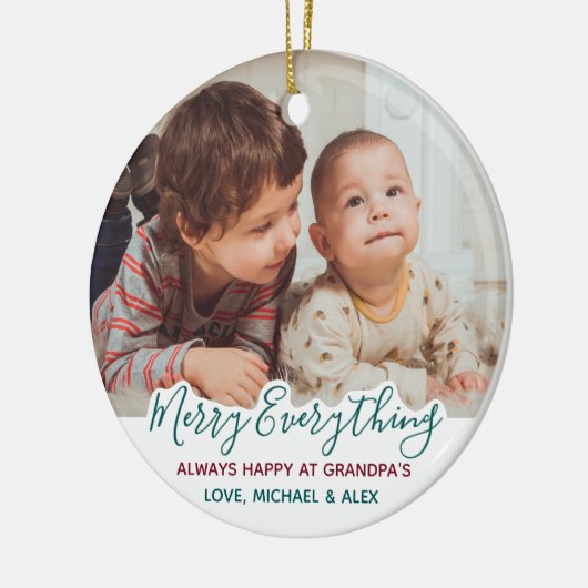 Vroege kerstfoto van Merry Alles Grootouders Keramisch Ornament (Links)