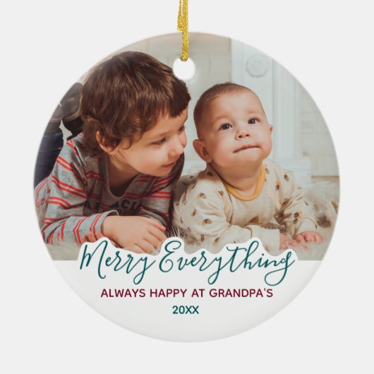 Vroege kerstfoto van Merry Alles Grootouders Keramisch Ornament (Achterkant)
