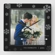 Vroege kerstfoto van Merry and Married Typography