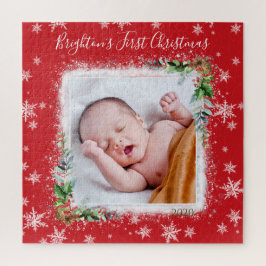 Vroege kerstfoto van rode en witte Baby Legpuzzel