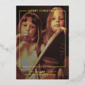 Vroege kerstfoto verticaal - gouden rand folie feestdagenkaart (Voorkant)