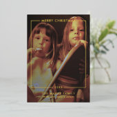 Vroege kerstfoto verticaal - gouden rand folie feestdagenkaart (Staand Voorkant)