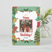 Vroege kerstfotofeestkaart feestdagenkaart (Staand voorkant)