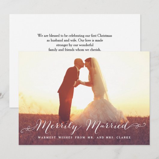 Vroege kerstfotofeestkaart met alleen maar gehuwd  feestdagenkaart (Voorkant / Achterkant)