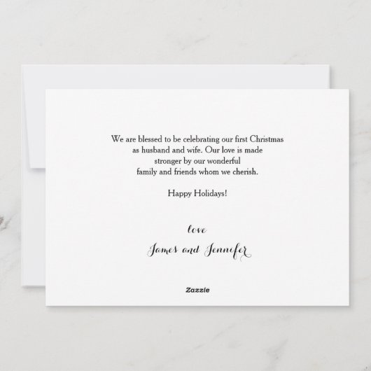 Vroege kerstfotofeestkaart met alleen maar gehuwd feestdagenkaart (Achterkant)