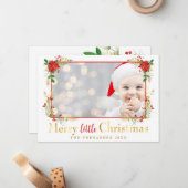 Vroege kerstfotofeestkaart notitiekaartje (Voorkant / Achterkant in situ)