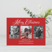 Vroege kerstfotokaart | 3 Aangepaste foto's Feestdagenkaart (Staand voorkant)