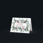 Vroege kerstfotokaart bedankkaart<br><div class="desc">kerstkaart,  Warm Wishes met winterfloral and greenery.</div>