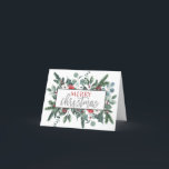 Vroege kerstfotokaart bedankkaart<br><div class="desc">kerstkaart,  Warm Wishes met winterfloral and greenery.</div>