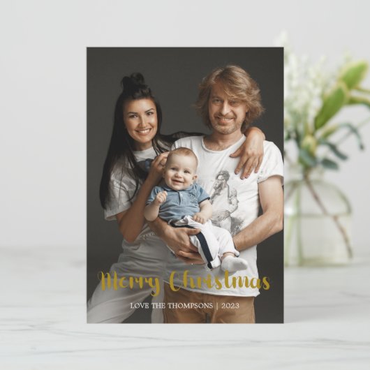 Vroege kerstfotokaart feestdagenkaart (Staand voorkant)