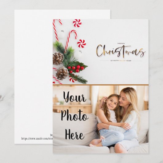 Vroege kerstfotokaart feestdagenkaart (Voorkant / Achterkant)