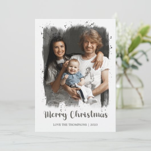 Vroege kerstfotokaart feestdagenkaart (Staand voorkant)