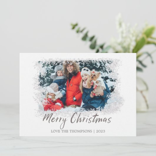 Vroege kerstfotokaart feestdagenkaart (Staand voorkant)