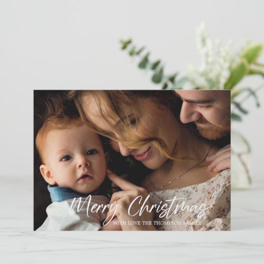 Vroege kerstfotokaart feestdagenkaart (Staand voorkant)