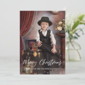 Vroege kerstfotokaart feestdagenkaart (Staand voorkant)