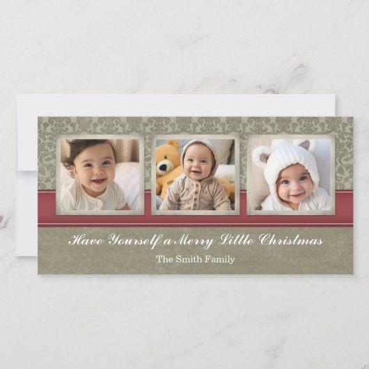 Vroege kerstfotokaart met 3 foto's feestdagenkaart (Voorkant)