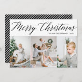 Vroege kerstfotokaart met drie Afbeeldingen Feestdagenkaart (Voorkant / Achterkant)