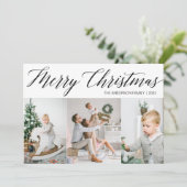 Vroege kerstfotokaart met drie Afbeeldingen Feestdagenkaart (Staand voorkant)