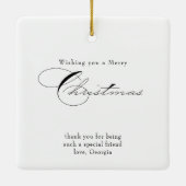 Vroege kerstfoto's en elegante kalligrafie keramisch ornament (Achterkant)