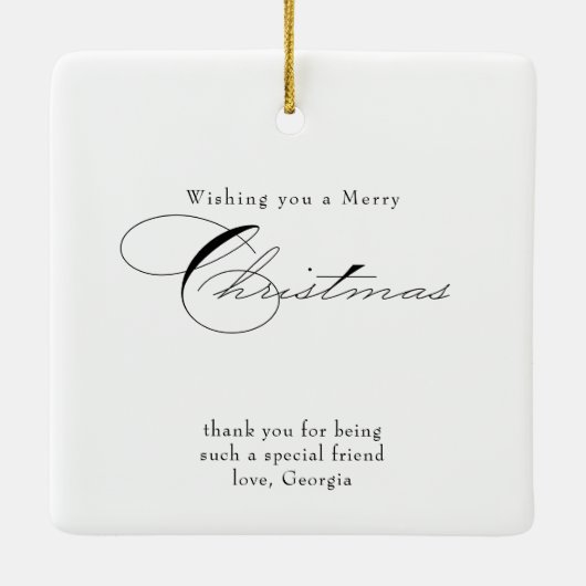 Vroege kerstfoto's en elegante kalligrafie keramisch ornament (Achterkant)