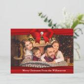Vroege kerstfoto's in Red Ribbon Feestdagenkaart (Staand voorkant)