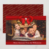 Vroege kerstfoto's in Red Ribbon Feestdagenkaart (Voorkant / Achterkant)