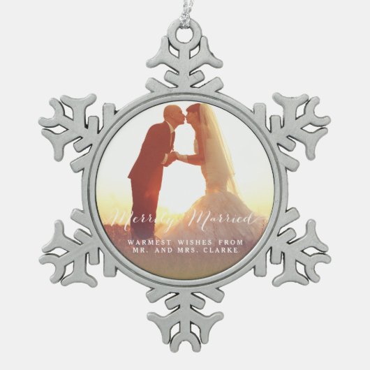 Vroege kerstfoto's met feestdag tin sneeuwvlok ornament (Voorkant)