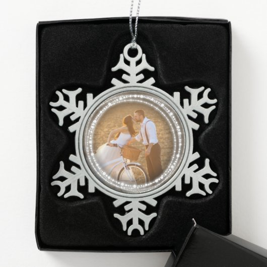 Vroege kerstfoto's voor Merry & Bright Sparking Ci Tin Sneeuwvlok Ornament (Kistje)