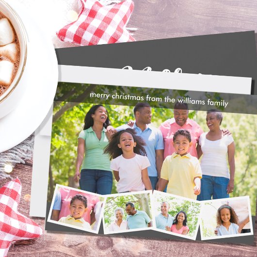 Vroege kerstgrijs fotocollage feestdagenkaart