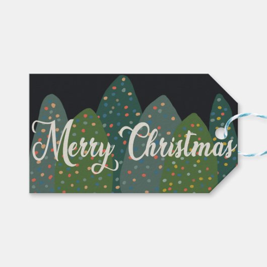 Vroege kerstgroene bomen cadeaulabel (Voorkant (Horizontaal))