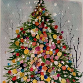 Vroege kerstgroene kerstboom verzilverd banner ornament