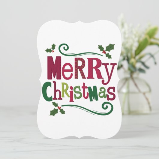 Vroege kerstgroene rode eenvoudige kerstKaart (Staand voorkant)